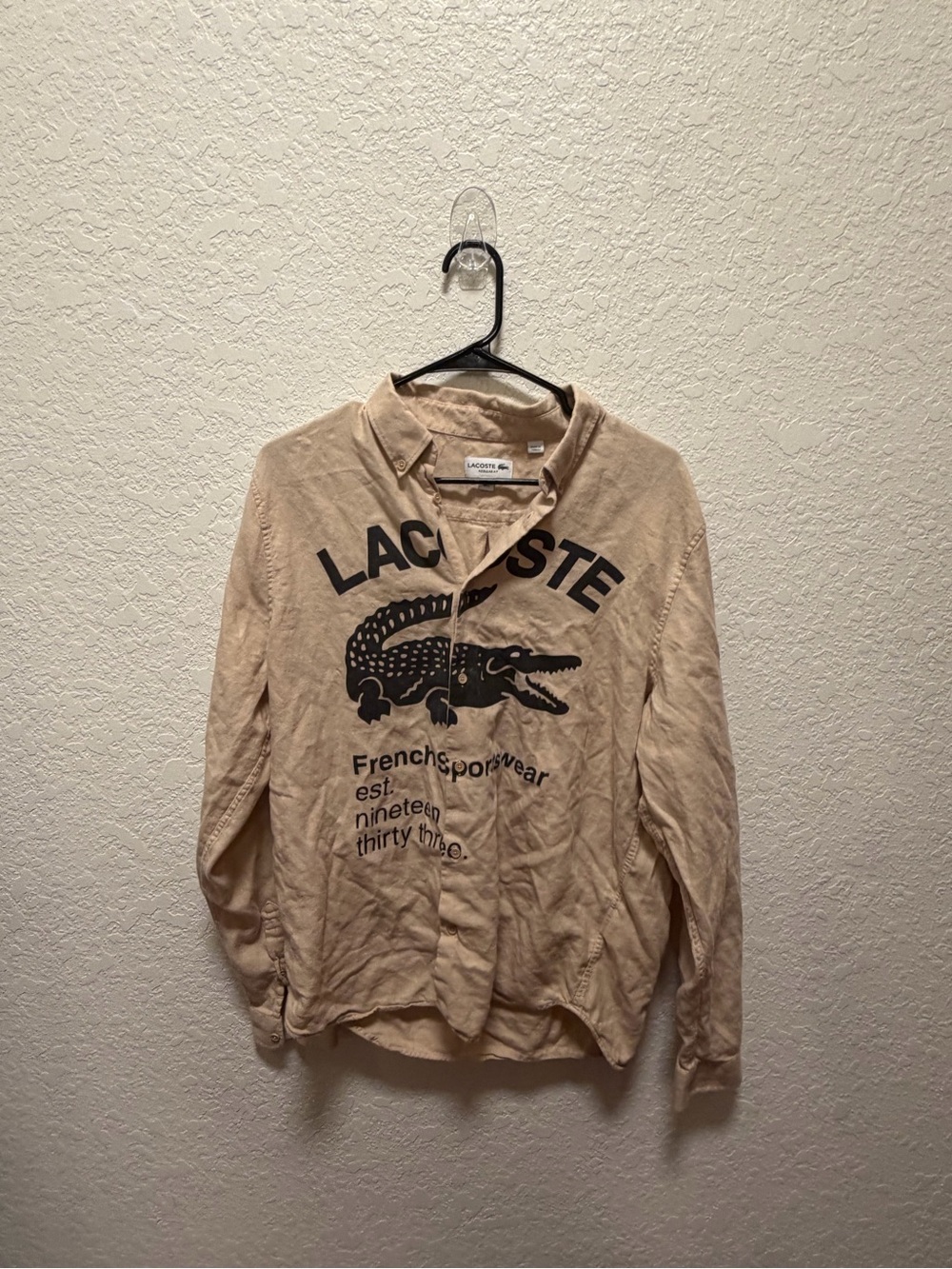 Lacoste Beige Button-Up Shirt
